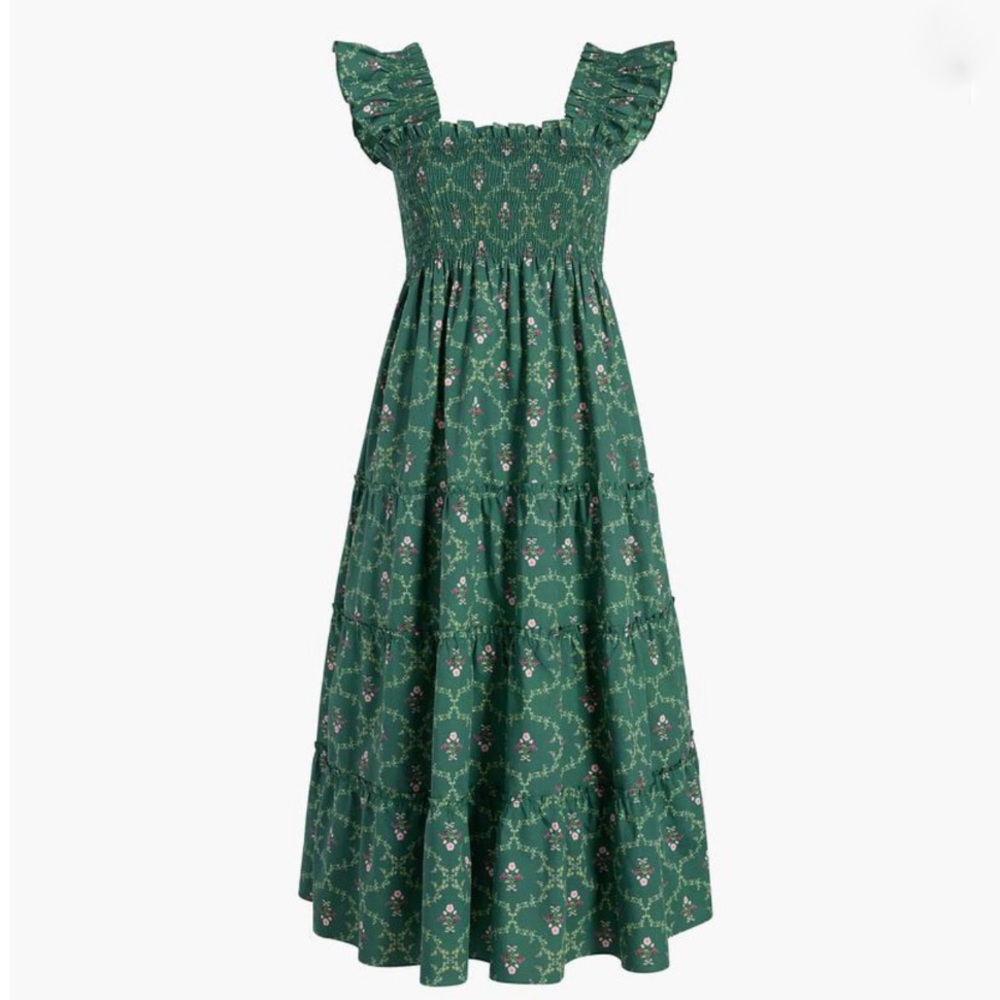 HILL HOUSE HOME Ellie Nap Dress in Emerald Trellis